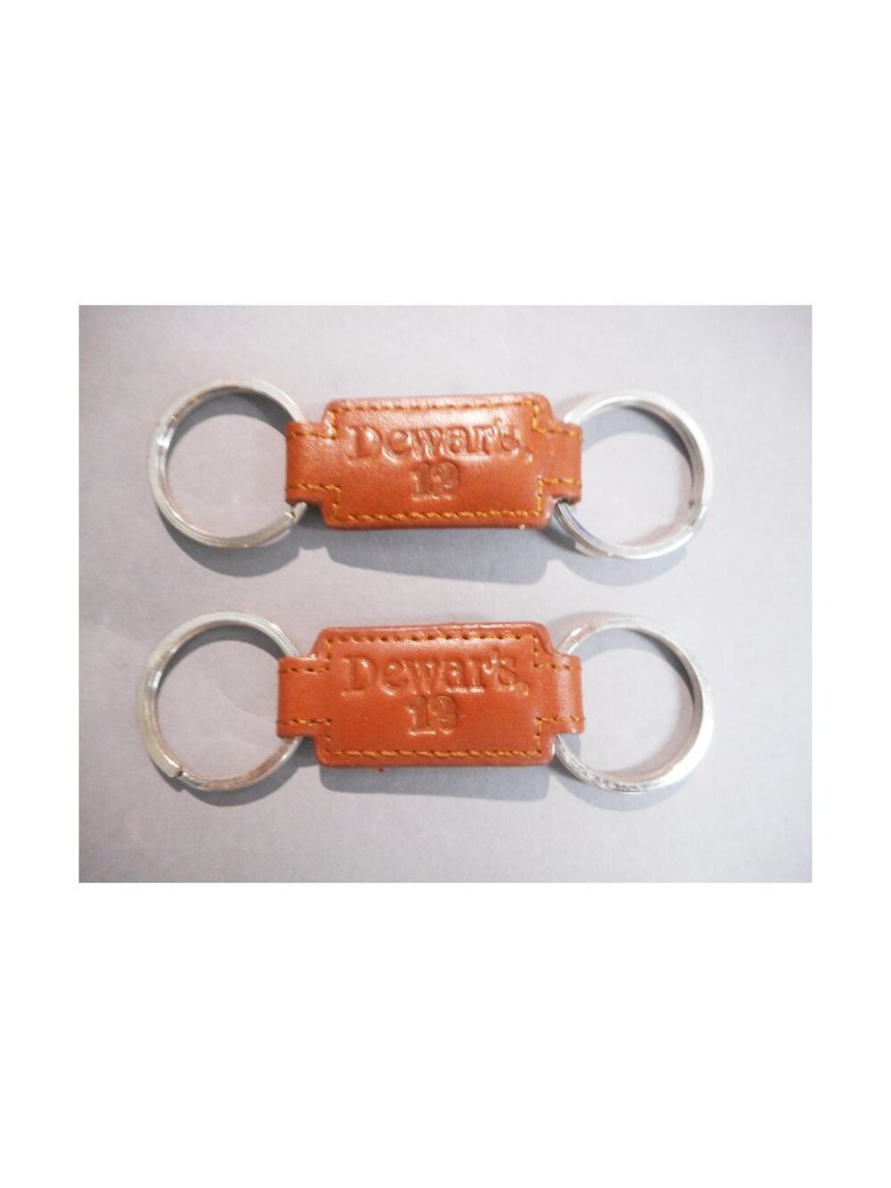 Set of 2 DEWAR leather Keychains Dewars